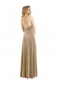 Sleeveless High Neck Stretch Velvet Champagne Long Semi Formal Evening Dress Canada for Sale
