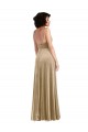 Sleeveless Square Neck Stretch Velvet Champagne Long Formal Evening Dress Canada for Sale