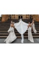 Sleeveless V-Neck Soft Chiffon Champagne Long Evening Dress Canada for Sale
