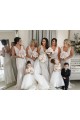 Sleeveless V-Neck Soft Chiffon Champagne Long Evening Dress Canada for Sale