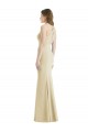 Sleeveless Bateau Neck Stretch Crepe Champagne Long Semi Formal Evening Dress Canada for Sale