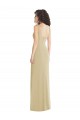 Sleeveless Square Neck Stretch Crepe Champagne Long Formal Evening Dress Canada for Sale