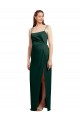Sleeveless Square Neck Stretch Satin Hunter Long Formal Evening Dress Canada for Sale