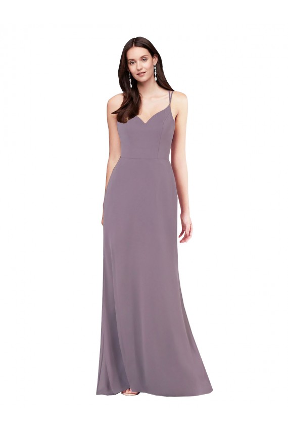 Sleeveless Sweetheart Soft Chiffon Dark Lavender Long Formal Evening Dress Canada for Sale