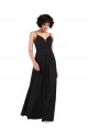 Sleeveless V-Neck Soft Chiffon Black Long Formal Evening Dress Canada for Sale