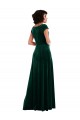 Cap Sleeves Cowl Neck Stretch Velvet Dark Green Long Black Tie Evening Dress Canada for Sale