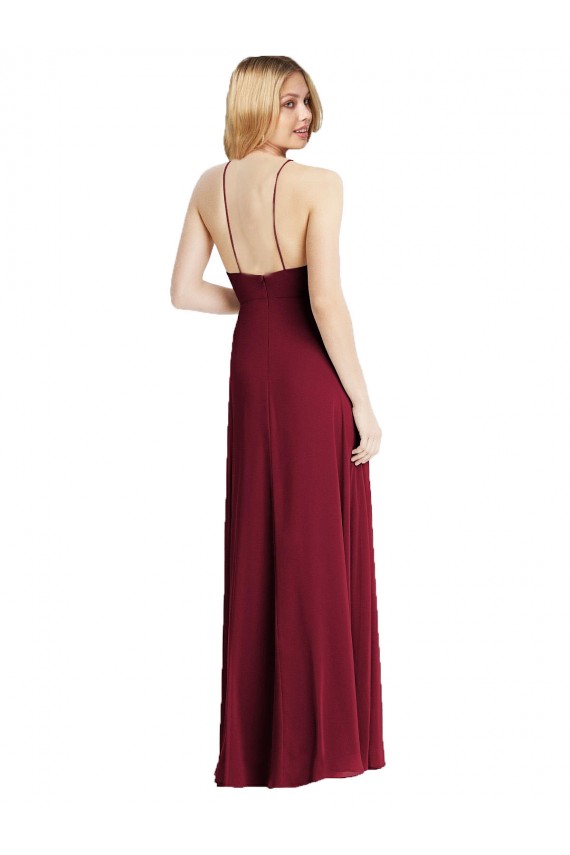 Sleeveless High Neck Soft Chiffon Dark Green Long Semi Formal Evening Dress Canada for Sale