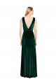Sleeveless V-Neck Stretch Velvet Dark Green Long Evening Gown Canada for Sale