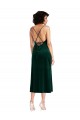 Sleeveless Cowl Neck Stretch Velvet Dark Green Midi Length Black Tie Evening Dress Canada for Sale