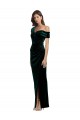 Sleeveless Sweetheart Stretch Velvet Dark Green Long High Low Evening Dress Canada for Sale