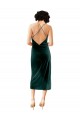 Sleeveless Cowl Neck Stretch Velvet Dark Green Midi Length Formal Dress Canada for Sale