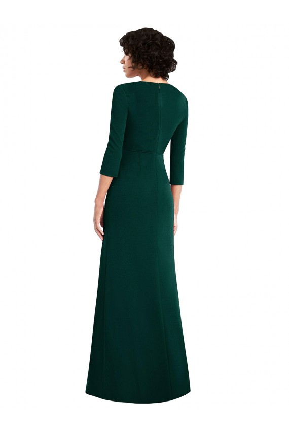 Long Sleeves V-Neck Spandex Dark Green Long Formal Evening Dress Canada for Sale