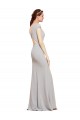 Sleeveless Boat Neck Stretch Crepe Dark Navy Long Formal Evening Dress Canada for Sale
