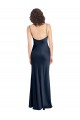 Sleeveless Cowl Neck Stretch Satin Dark Navy Long Black Tie Evening Dress Canada for Sale
