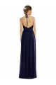 Sleeveless Halter Neck Soft Chiffon Dark Navy Long Semi Formal Evening Dress Canada for Sale