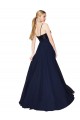 Sleeveless High Neck Soft Chiffon & Sequin Dark Navy Long Semi Formal Evening Gown Canada for Sale