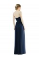 Sleeveless Strapless Soft Chiffon Dark Navy Long Formal Evening Dress Canada for Sale