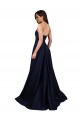 Sleeveless High Neck Stretch Crepe Dark Navy Long Formal Dress Canada for Sale