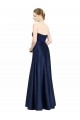 Sleeveless Sweetheart Stretch Satin Dark Navy Long Black Tie Evening Dress Canada for Sale