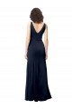 Sleeveless High Neck Stretch Crepe Dark Navy A-Line Long Formal Dress Canada for Sale