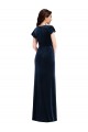 Flutter Sleeves V-Neck Stretch Velvet Dark Navy Long Formal Dress Canada for Sale