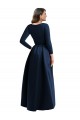 Long Sleeves V-Neck Spandex Dark Navy Long High Low Plus Size Evening Dress Canada for Sale