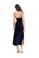 Sleeveless Cowl Neck Stretch Velvet Dark Navy Midi Length Formal Evening Dress Canada for Sale