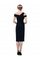 Sleeveless Off the Shoulder Stretch Crepe Dark Navy Cocktail Length Formal Evening Dress Canada for Sale