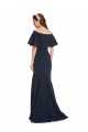 Short Sleeves Off the Shoulder Stretch Crepe Dark Navy Long Evening Dress Canada for Sale