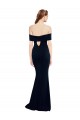 Sleeveless Off the Shoulder Stretch Crepe Dark Navy Long Formal Dress Canada for Sale