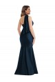 Sleeveless Halter Neck Silky Satin Dark Navy Long Formal Plus Size Evening Dress Canada for Sale