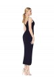 Sleeveless High Neck Stretch Crepe Dark Navy Knee Length Formal Dress Canada for Sale