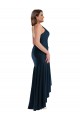 Sleeveless Spaghetti Straps Silky Satin Dark Navy Long High Low Plus Size Evening Dress Canada for Sale