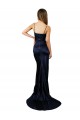 Sleeveless Sweetheart Stretch Satin Dark Navy Long Formal Evening Dress Canada for Sale