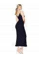 Sleeveless High Neck Soft Chiffon Dark Navy Knee Length Formal Evening Dress Canada for Sale