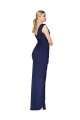Sleeveless High Neck Soft Chiffon Dark Navy Long Formal Evening Dress Canada for Sale