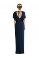 Short Sleeves Bateau Neck Spandex Dark Navy Long Semi Formal Evening Dress Canada for Sale