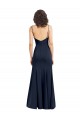 Sleeveless Scoop Neck Stretch Crepe Dark Navy Long Formal Dress Canada for Sale