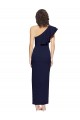 Sleeveless One Shoulder Stretch Crepe Dark Navy Sheath Long Formal Evening Dress Canada for Sale