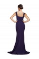 Sleeveless Square Neck Stretch Crepe Dark Navy Sweep Train Semi Formal Evening Dress Canada for Sale