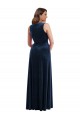 Sleeveless V-Neck Stretch Velvet Dark Navy Long Formal Plus Size Evening Dress Canada for Sale
