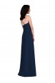 Sleeveless Halter Neck Stretch Crepe Dark Navy Long Semi Formal Evening Dress Canada for Sale