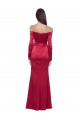 Long Sleeves Sweetheart Stretch Satin Dark Red Long Formal Evening Dress Canada for Sale