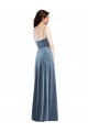 Sleeveless Sweetheart Stretch Velvet Dusty Blue Long Semi Formal Evening Dress Canada for Sale