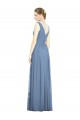 Sleeveless V-Neck Soft Chiffon Dusty Blue Long Semi Formal Evening Dress Canada for Sale