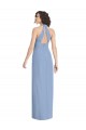 Sleeveless V-Neck Soft Chiffon Dusty Blue Long Formal Evening Dress Canada for Sale