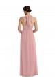 Sleeveless Halter Neck Soft Chiffon Dusty Pink Long Semi Formal Evening Dress Canada for Sale