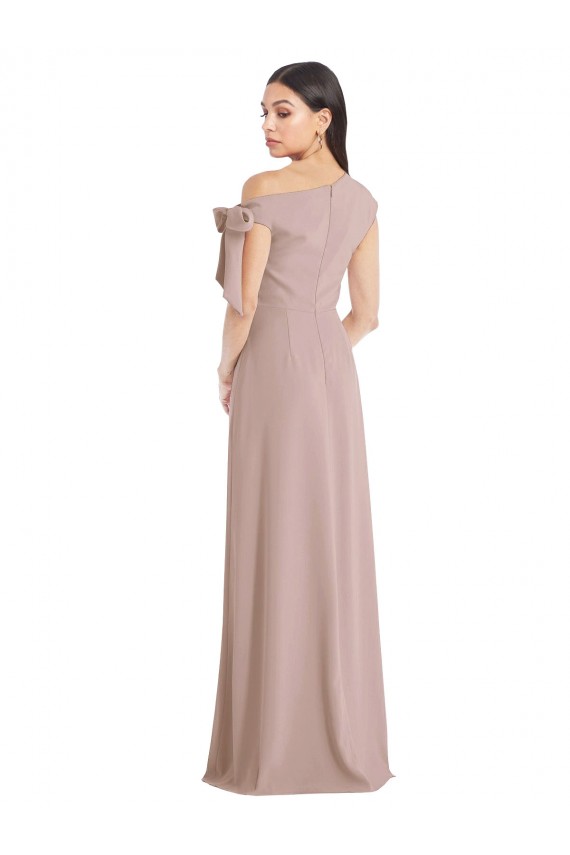 Sleeveless Off the Shoulder Stretch Crepe Dusty Pink Long Formal Evening Dress Canada for Sale