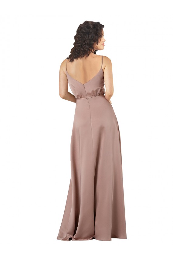 Sleeveless Sweetheart Silky Satin Dusty Pink Long Formal Evening Dress Canada for Sale