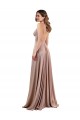Sleeveless V-Neck Spandex Dusty Pink Long Black Tie Evening Dress Canada for Sale